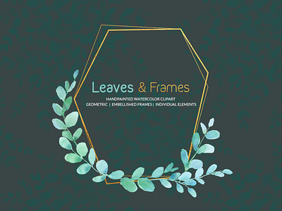 Leaves & Frames Watercolor Cliparts