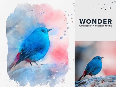 Wonder Watercolor Photoshop Action beautiful painting bird painting digital illustration digital painting gogivo graphicdesign instant download photo effect photoshop photoshop action photoshop addons photoshop artwork photoshop brushes photoshop template watercolor clipart maker watercolor painting watercolor sketch wonder wonder action wonder watercolor action