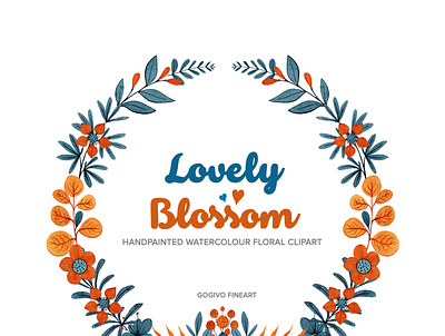 Lovely Blossom Floral Watercolour Clipart beautiful flower commercial use creative digital flower graphics floral design flower clipart flower graphic flower illustration gogivo imagination instantdownload line artwork lineart lovely lovely blossom orange flower png cliparts watercolor clipart watercolor flowers watercolor painting