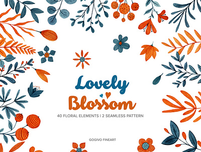 Free Lovely Blossom 40 Floral Watercolor Clipart beautiful flower commercial use creative digital flower graphics floral design flower clipart flower graphic flower illustration gogivo instantdownload line artwork lineart lovely lovely blossom mug design clipart orange flower png cliparts watercolor clipart watercolor flowers watercolor painting
