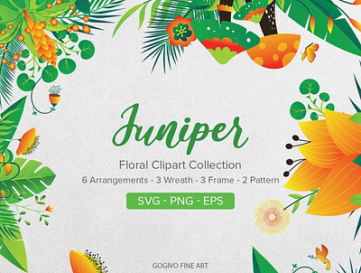 Juniper Floral Clipart Collection birds and butterfly clipart digital painting floral clipart floral design floral patterns flower flower and birds flower bouquet flower clipart flower graphics flower wreaths flowerillustration gogivo greenery illustration instantdownload juniper nature illustration sketch