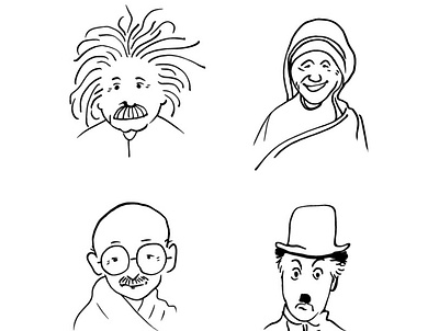 Cartoon Drawing Of Famous Personalities albert einstein caricature cartoon cartoon art cartoon illustration charlie chaplin drawing famous personalities how to draw cartoon line drawing mahatma gandhi mother teresa