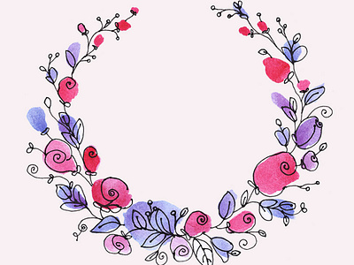 Watercolor floral wreath clipart