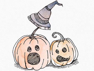 Creative Halloween Pumpkin Watercolor Clipart clipart creative digital illustration halloween halloween clipart halloween design halloween party illustration instant download line drawing pumpkin pumpkin and witch watercolor watercolor art watercolor illustration watercolor painting