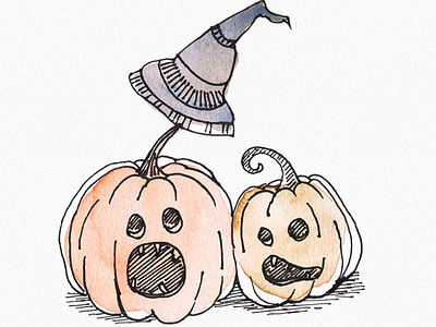 Creative Halloween Pumpkin Watercolor Clipart