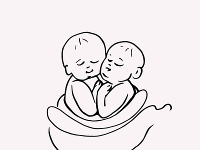 Newborn Twin Baby Hand Drawn Illustration Vector Clipart baby baby clipart baby graphics baby illustration drawing eps gogivo illustration instant download line art line artwork line drawing png sketching svg twins