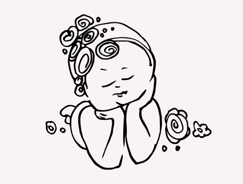 baby girl clipart black and white