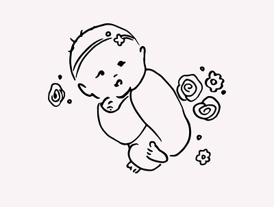 Newborn Baby Hand Drawn Illustration Vector Clipart artwork babies baby baby clipart baby girl baby graphics baby illustration baby shower child cute digital art gogivo hand drawn instant download line art line drawing newborn sleeping vector vector illustration