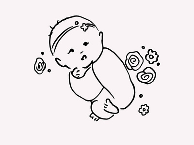 Newborn Baby Hand Drawn Illustration Vector Clipart