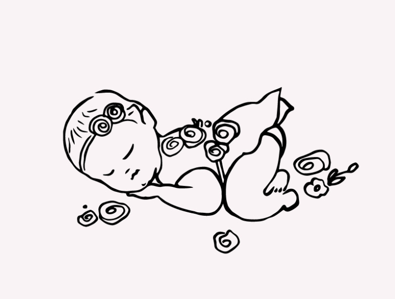 black newborn baby girl clipart