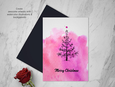 Christmas Creator christmas christmascreator christmastree gogivo instantdownload photoshop brushes png santaclaus watercolorbackground watercolorillustration watercolorpainting watercolortexture