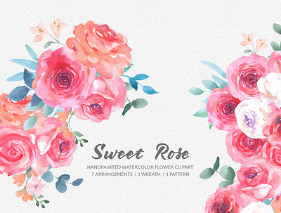 Sweet Rose Watercolor Clipart blush rose clipart branding design digital clipart download flower painting gogivo graphicdesign handpainted instant download png rose rose clipart rose flower rose graphics rose illustration sweet rose watercolor clipart watercolor painting
