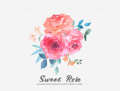 Sweet Rose Watercolor Clipart beautiful rose blush rose flower digital clipart digital graphics download floral clipart gogivo handpainted illustration instant download png red rose flower rose clipart rose illustration rose watercolor painting sweet rose watercolor watercolor clipart watercolor flowers