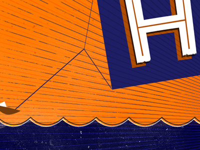 WIP blue h orange typography water