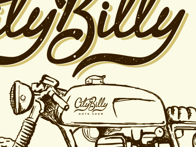 City Billy ill moto motorcycle poster show vintage. type
