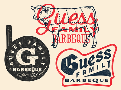 Guess Family BBQ barbecue bbq brand design illustration meat texas type