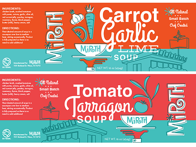 Mirth Labels Round 1 food illustration mid century soup
