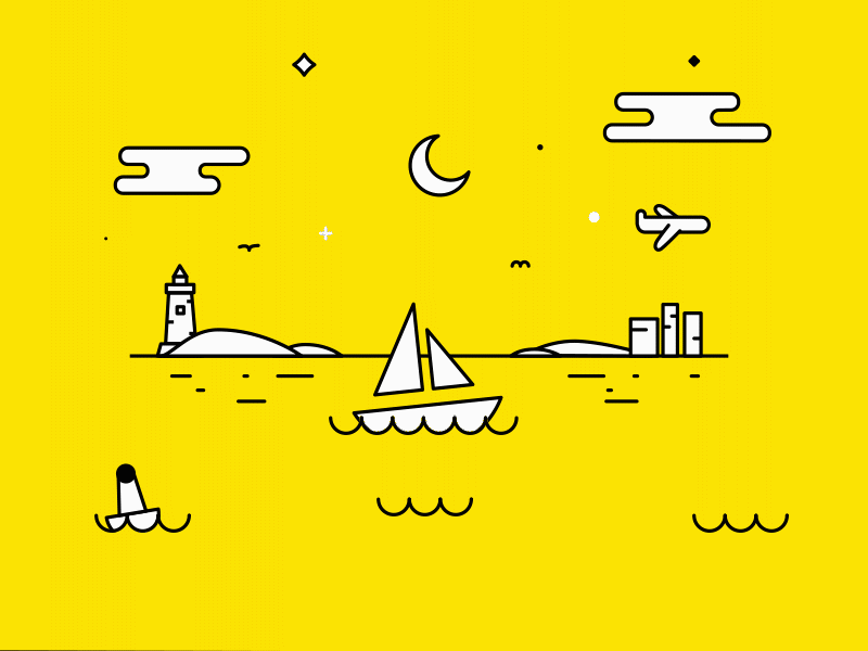 Yellow view animation motion motion design motiongraphics ship