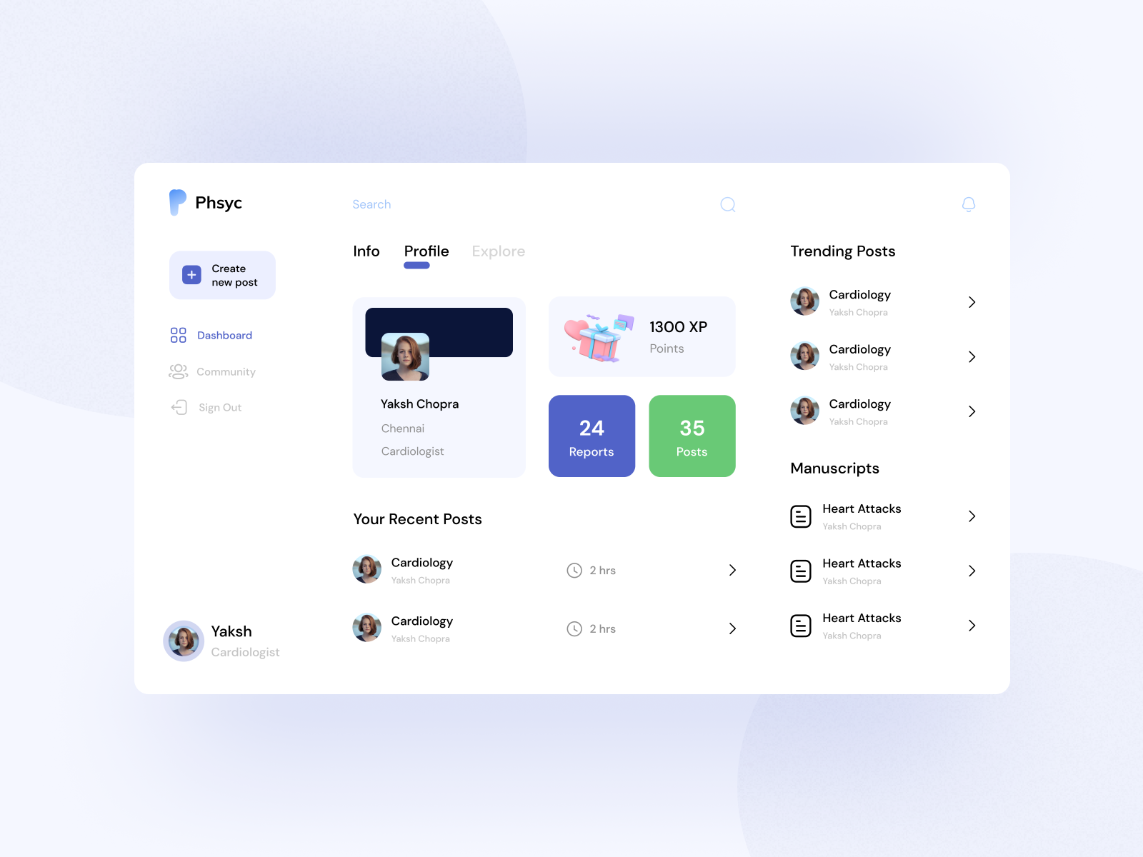 Phsyc - Dashboard by Yaksh Chopra on Dribbble