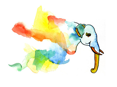 Watercolor Elephant animal drawing elephant illustration ink painting watercolor