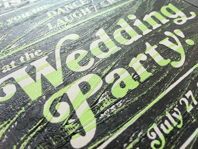 Invitation Printmaking green invites lime printmaking texture type wedding wood