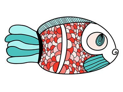 Red Fish baby coloring book drawing fish illustration illustrator