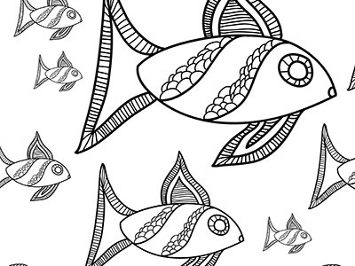 Coloring Book submission coloring book drawing fish illustration illustrator outline sketch