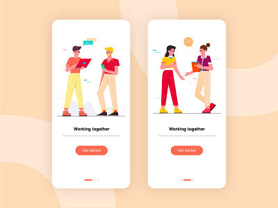 Work colleagues APP character design color girl homepage illustration man ui vector