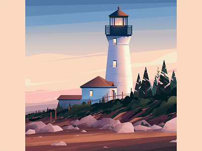 Lighthouse illustration branding character design color design gradient color graphic design homepage illustration ui vector