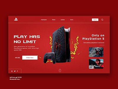 Playstaion5 Spiderman theme-landing page- Header concept