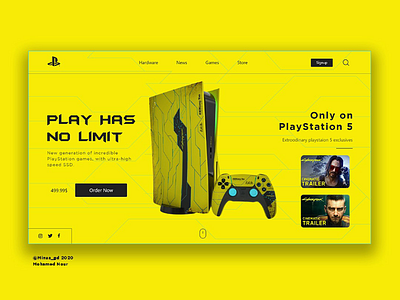 Cyberpunk ps5 console - landing page header branding cyberpunk design ui ux web website