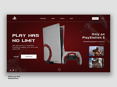 God of war ps5 console - landing page header branding header design landing page pui uiux ux web website