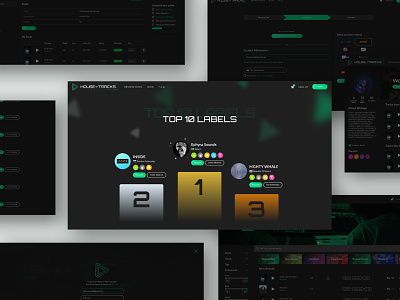 Top 10 Labels award awards dark theme green rank ranking top 10 top 10 chart ui web design website design