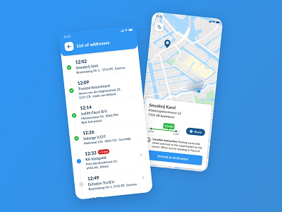 Route Delivery App delivery list of addresses navigation planning software route planning route ui routes ui ui design