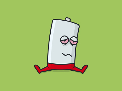 #CheckYourBatteriesDay on March 8th battery cartoon character discharged icon illustration observance tired vector