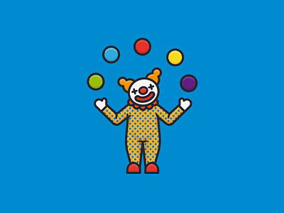 #FunDay on April 1st calendar cartoon clown icon illustration juggler observance vector