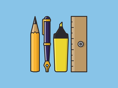 #WorldStationeryDay on April 29th highlighter icon illustration observance pen ruler stationery vector