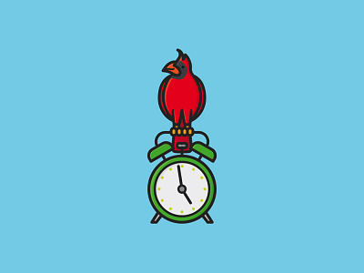 #EarlyBirdDay on July 1 alarm clock cardinal early bird icon illustration observance vector