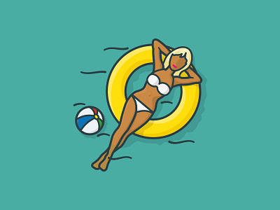 #SwimmingpoolDay on July 11th float girl icon illustration observance pool summer vector