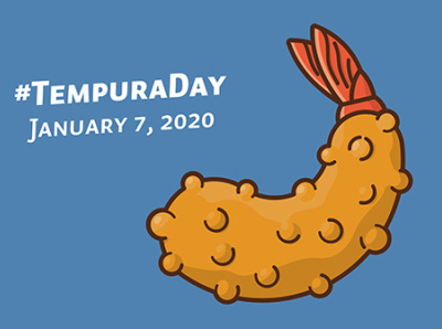 Deep-fried tempura prawn for #TempuraDay calendar holiday icon illustration observance tempura tempuraday vector