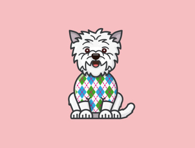 West Highland White Terrier with Argyle Sweater calendar icon illustration observance vector