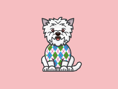 West Highland White Terrier with Argyle Sweater