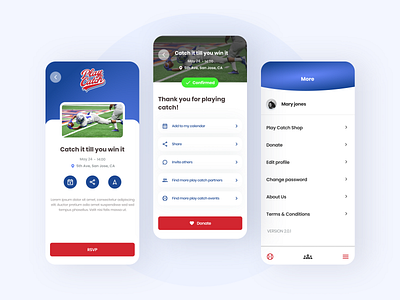 Sports App Design charity design figmadesign mobile ui sports app ui ux