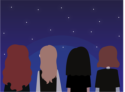 Friends | Ilustration blue constellation friends friendship hair hairstyle illustration night night sky stars