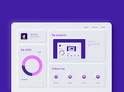 Profil page | UI-UX Design neomorphism portfolio design portfolio page profile page purple