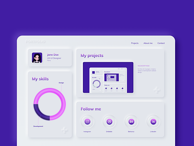 Profil page | UI-UX Design neomorphism portfolio design portfolio page profile page purple