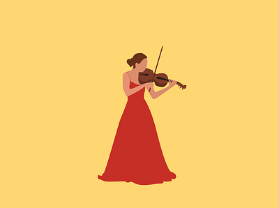 Violonist | Illustration classical design flat design illustration red violin