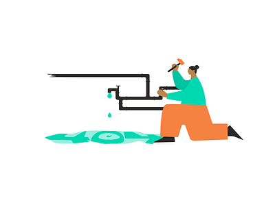 Error 404 | Illustration flat design green illustration orange water working