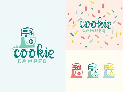 The Cookie Camper branding cookie design illustration logo mixer sweet vintage camper