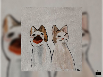 Peinture du meme chat character color couleur dessin illustration peinture
